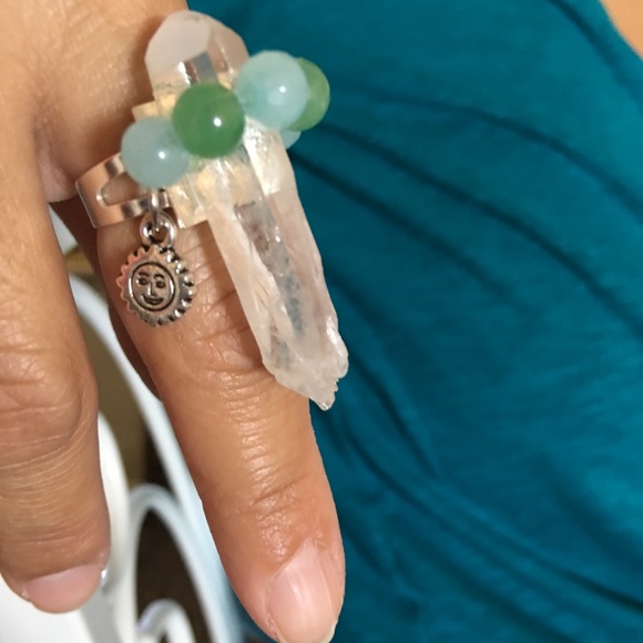 Quartz, Aventurine and Blue Quartzite Wand Ring - Picture 2 of 4